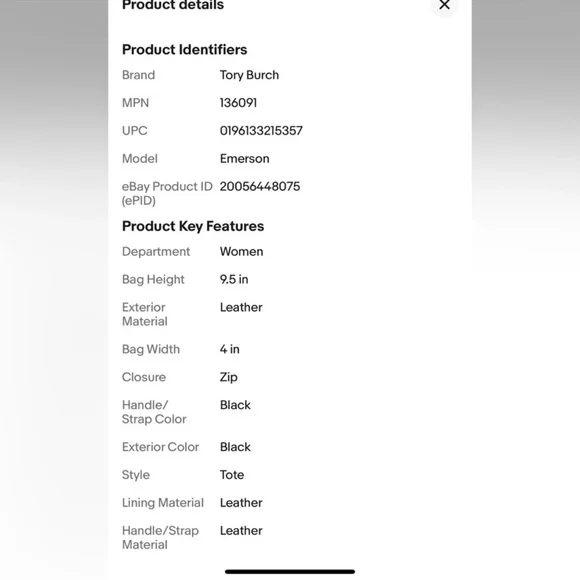 Tory Burch Emerson Tote Zip Leather Bag - Picture 7 of 8